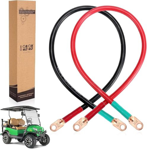 10L0L Golf Cart Batteriekabel Set, 4AWG 25 Zoll Club Car EZGO für Yamaha Batterie-Wechselrichter-Kabelsatz für Golfwagen, Auto, Marine, Motorrad (1 schwarz und 1 rot), 4 Gauge