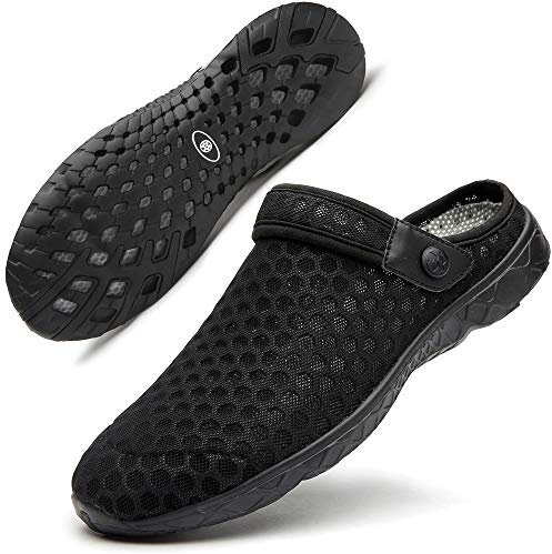 Zoccoli Donna Pantofole Scarpe da Giardino Ciabatte da Casa Sabot da Mare Spiaggia Slip-on Traspirante Estate Nero 47
