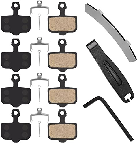 4 Pairs Bike Disc Brake Pads, Compatible for Sram Brake Pads Avid Elixir E1 E3 E5 E7 E9 ER CR XO XX DB1 DB3 DB5, MTB Brake Pads Compatible for Nutt Hydraulic Disc Brakes with Tools (Semi-Metallic)