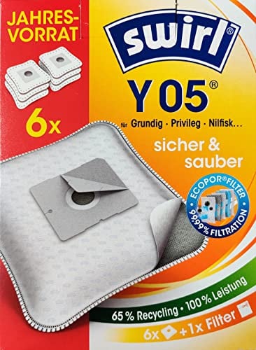 Swirl Y 05-6er Pack EcoPor Staubsaugerbeutel Vorratspack Y05 Jahresvorrat