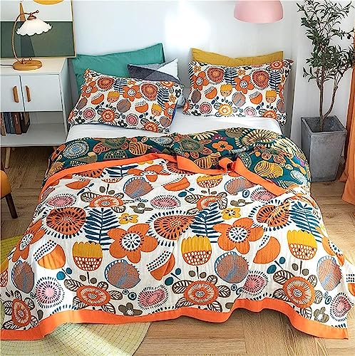 SAYT RLAE 100% Baumwolle Tagesdecke Boho Decke 200x230cm Doppelseitig Kuscheldecke Bettwäsche, Throw Blanket Cover Sheet, Wohnzimmerdecke Couchdecke Sesseldecke Wendedecke Bettüberwurf