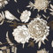 Yullpaper Selbstklebende Tapete Blumen Schwarze Gold Klebefolie Blumen Vogelmuster Vintage Tapete Schwarz Gold Luxuriös Schrankfolie Möbelfolie Selbstklebend Tapeten Wohnzimmer Muster 44.5cm X 300cm
