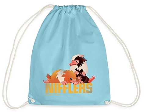 Spreadshirt Phantastische Tierwesen 3 Niffler Zusammen Turnbeutel, One size, Aqua