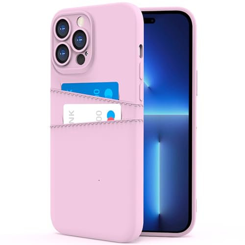 COBATREE Wallet Case for iPhone 14 Pro Max,Silicone Case with 2 Card Holder Slim Flexible TPU Shockproof Protective Phone Cover with 2 Card Slot Wallet Case for iPhone 14 Pro Max 6.7 inch-Pink