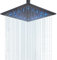 JUNSHENG Soffione Doccia a Pioggia, Soffione Doccia in Acciaio Inox 304, Doccia Fissa Quadrata Nera con LED (30 x 30 CM)
