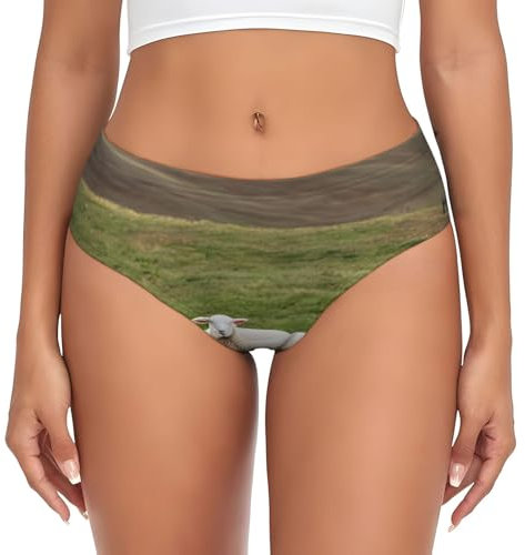 YQxwJL Damenunterwäsche mit hoher Taille, mit Schaf- und Lammfell-Druck, weiche Unterwäsche, super dehnbar, volle Abdeckung, Schwarz, 52