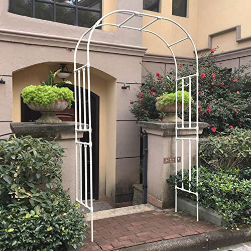 Treillis d'arche de jardin blanc de 2,4 m de haut pour plantes grimpantes en acier tubulaire robuste pour pergola, tonnelle, pelouse, décoration de mariage, blanc, 2,2 x 2,4 m