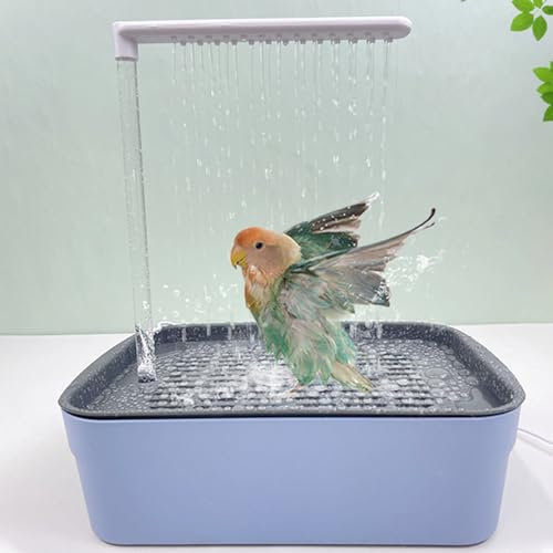 Baignoire automatique pour oiseaux avec système de circulation - Douche montée en cage pour perruches, calopsittes et petits oiseaux - Jouet de bain autonettoyant
