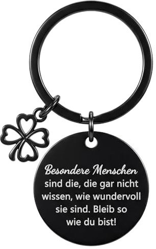 HJZHII Inspirierender Schlüsselanhänger Glücksbringer mit Spruch Kleeblatt Schlüsselanhänger Besondere Menschen Bleib wie du bist Geburtstage Aufmunterung Geschenk für Kollegen Freunde Mann