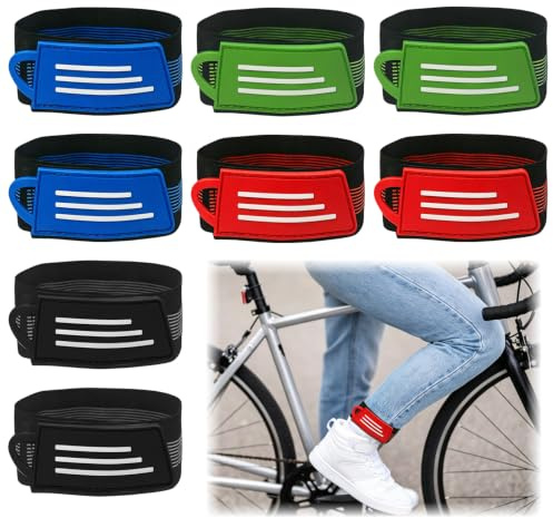 8 Pièces Serre-Pantalon Vélo Réfléchissant Réglable | Bande Réfléchissante Vélo 30 x 3,5 cm, Pince Pantalon Velo pour Poignets, Chevilles, Vélo et Camping