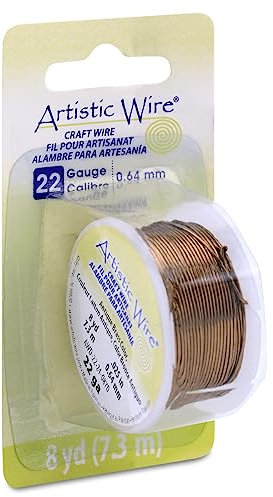Artistic Wire Anlaufgeschützt Farbiger Kupfer-Basteldraht, Messing antik-Optik, 22 Gauge / .64 mm, 8 yd / 7.3 m