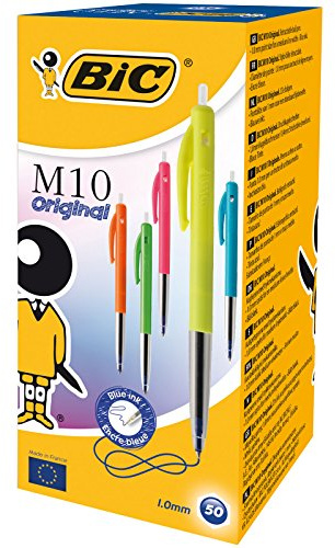 BIC 893582 M10 Original Ultracolors Kugelschreiber, einziehbar, Blau, 50 Stück (1er Pack)