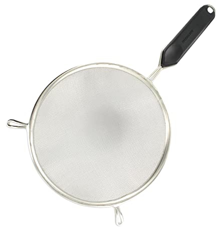 Fackelmann 42346 Passoire tamis, passoire, passoire avec manche, passoire de cuisine, tamis, tamis de cuisine, Acier étamé, Plastique, Noir, 18 cm