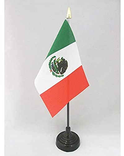 AZ FLAG - Tischflagge Mexiko - 15x10 cm Goldene Splitze - Mexikanische Tischfahne 10 x 15 Cm - Flaggen