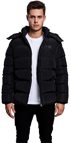 Urban Classics Herren Hooded Puffer Jacket Jacke, Black, XL