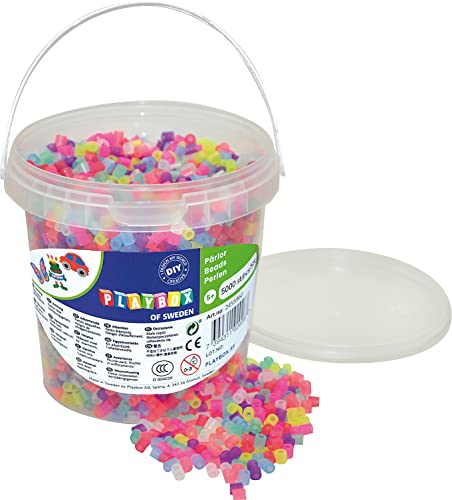 Playbox 2456317 Perlen Set mit 5000 Stück Glitzer, Mehrfarbig