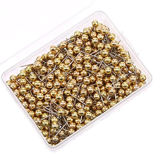 Amaoma 200 Stück Kopf Stecknadeln Markierungsfahnen Markier Fahnen Pin, Ø 6mm Shiny Polygon Pinnadeln Reißzwecke für Pinnwand Landkarten & Weltkarten DIY Karte Fotos (Gold)