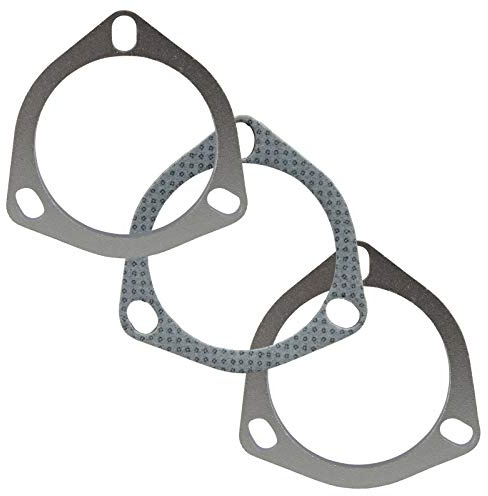 76mm 3 3-Loch Edelstahl Auspuff Flansch Set Dichtung Dreiecksflansch Abgasrohr