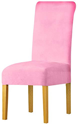 LANSHENG Stretchy Stuhlbezüge für Esszimmerstühle, Stretch Spandex mit Gummiband Stuhlbezug,Velvet Large Dining Chair Schonbezüge für Restaurant Hotel Party Bankett (Rosa,2 Pack(M))