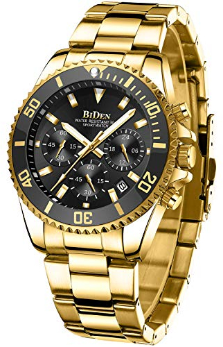 BIDEN Orologio Analogico al Quarzo Giapponese Uomo con Cinturino in Acciaio Inossidabile 0163