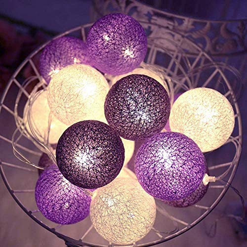 LED Lichterkette Baumwollkugeln mit Stecker, 3,8m 20er Cotton Ball Lichterketten Kugeln Nachtlicht für Weihnachten, Hochzeit, Party, Zimmer, Wohnheim, Innen Dek