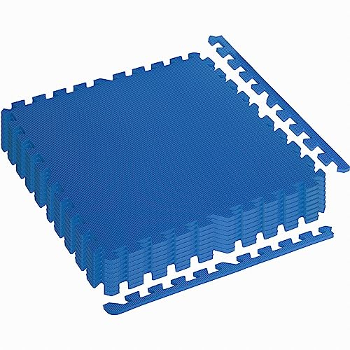 MOVIT® Boden-Schutzmatten, ca. 3 m², 8 Puzzle-Matten-Teile 60 x 60 x 1,2 cm inkl. 16 Endstücke, 11 Farben, Unterlegmatten Trainingsmatten, blau