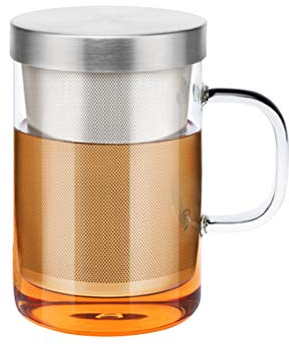 BSTCAR 450ML Mug Avec Infuseur Couvercle, Tasse Transparente Tasse A Thé Verre De Thé Borosilicate