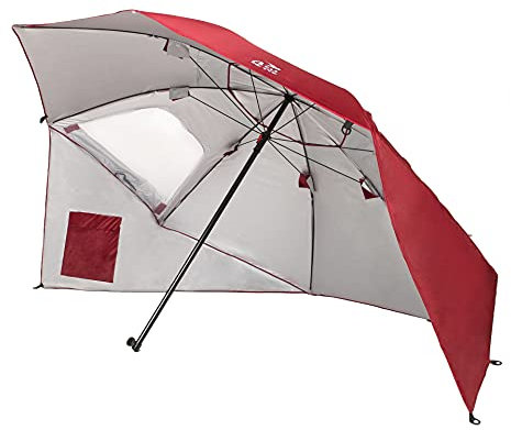 Amiaire Sombrilla de playa - Sombrilla de playa grande 240 cm – 3 Posiciones - Protección UV, antiviento y transpirable de aluminio- Incluye Bolsa de viaje (Granate)