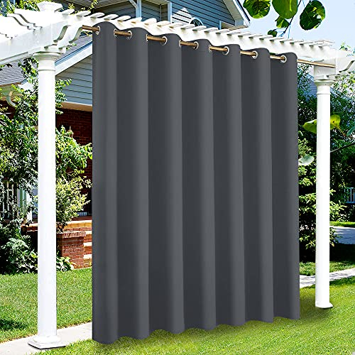 ele ELEOPTION Outdoor Vorhänge Wasserabweisend, UV Schutz Outdoor Vorhang mit Ösen,Winddicht Blickdicht Vorhang Innen und Außen Gardinen für Garten Hof Balkon (Dunkelgrau, 1 Stücke/ 254 X 213CM)