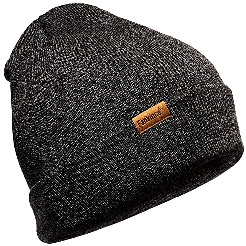 FanVince Mütze Herren Wintermützen Strickmützen Winter Thermo Beanie Geschenke für Kaltes Wetter Anthrazitgrau