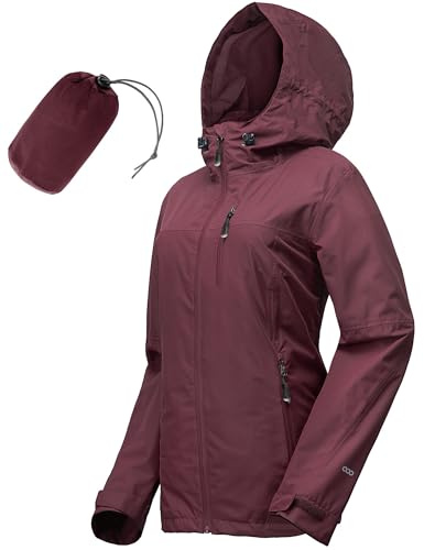 33,000ft Regenjacke Damen Wasserdicht Packbar Fahrradjacke Übergangsjacke | 10000mm Wassersäule, Mesh-Futter Unterarmbelüftung Wanderjacke, Atmungsaktiv Outdoorjacke, Leichte Windbreaker mit Kapuze