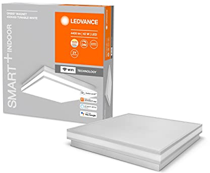 LEDVANCE ORBIS MAGNET SMART+ Wi-Fi 45x45cm, dimmbare LED Deckenleuchte für den Innenbereich, 42W, Farbtemperatur 3000 - 6500K, 4200 Lumen, Design-Lampe mit innovativem Magnetrahmen, grau