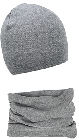 Foruhoo Baby Mädchen Beanie Mütze + Schlauchschal 2er Set, Wintermütze für Jungen Mädchen Baumwolle (B Set: Grau,53L)(49-53, Baumwolle Set: Grau)