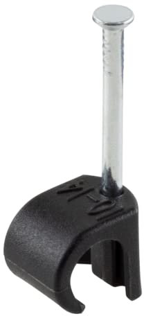 GTSE Round Black Cable Clips, For Cables 10-14 mm, Box of 100, Skirting Wire Nail Clips, Cable Tacks for Ethernet, Electrical Cables, Walls