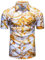 fohemr Mens Chain Print Shirt Luxury Baroque Vintage Short Sleeve Casual Button Down Dress Shirts White 4X-Large