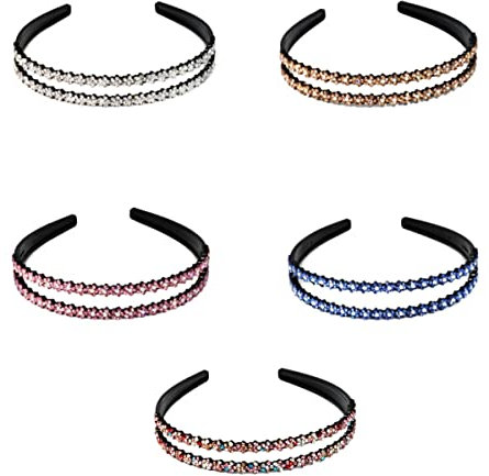 YSTrillion Serre Tete Strass 5 Pièces Serre Tete Femme,Bandeau de Cheveux en Cristal,Serre-Têtes à Double Couche Mode Cristal Brillant Serre Tête Femme Accessoires Cheveux
