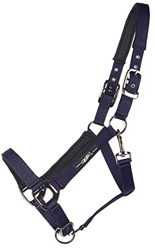 QHP Halfter Deluxe weich gepolstert 3-Fach verstellbar (Warmblut extra, Navy)