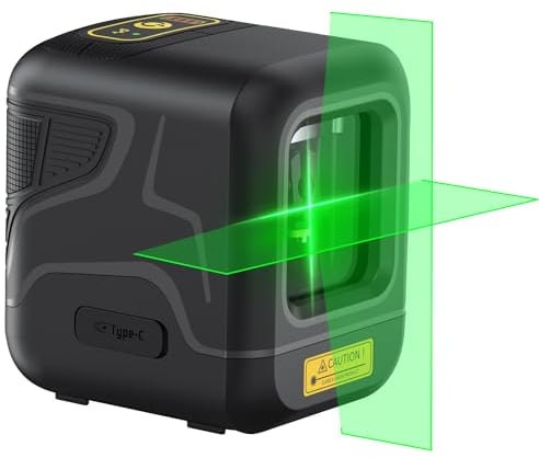 Fanttik D2 Kreuzlinienlaser Selbstnivellierend, Linienlaser Grün 30m, Wiederaufladbare Batterie, USB-C Aufladung, Magnetische Halterung 360°, Pulsmodus, IP54, für DIY und Dekoration - Schwarz