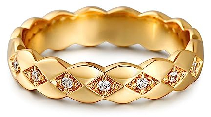 Jeulia Verlobungsring aus Sterlingsilber, gemeißelte Blume und Blatt, einzigartiger Zirkonia-Ring für Damen, Verlobungsring, Schmuck, Geschenk (Gelbes Gold, 54(17.3))