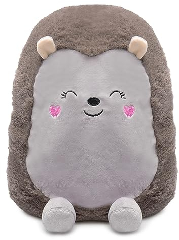 A2Z Hot Water Bottle 750ML Hedgehog Plush Fleece Cover Rubber Long Hot Water Bag for Pain Relief Cosy Nights and Relaxation