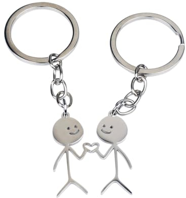 JTKREW 2 pcs clés Doodle amusant Porte clés doigt souriant en argent avec collier de geste Cadeau amusant