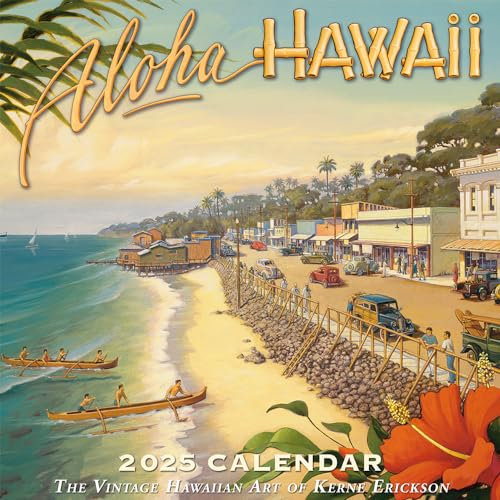 Deluxe Wandkalender 2025 Aloha Hawaii Decor – Vintage Wandkunst von Kerne Erickson – Wandkalender 2025, 12 Monate von Pacifica Island Art