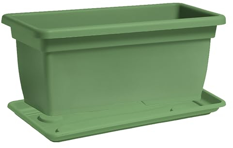 Nicoli vaso fioriera da esterno 80 cm 100 cm in polietilene, con sottovaso, per piante o fiori, vaso rettangolare per balcone, giardino, terrazzo, (Verde, 100 cm 100x45x40)