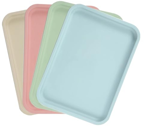 Kunststoff offtablett Serviertabletts Tablett, 4 Stück Rechteckig Tablett Kunststoff 24.5 * 17.5cm, Servierplatten, Serviertablett Rechteckig Küchentablett für Küche Esszimmer Café