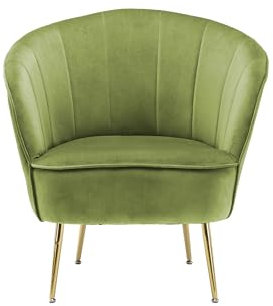 Qiyano Tamani Cocktail-Sessel - Edler Samtbezug in Grün - Goldene Metallbeine - Sitzhöhe von 79cm - Wohnzimmer - Schlafzimmer