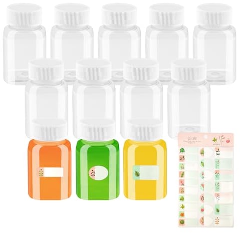 12 Pcs Small Reusable Plastic Bottles, 100ml Empty Shot Bottles with Lids for Cosmetics, Spices, Liquids