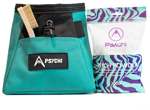 Psychi - Starterset zum Klettern & Bouldern - Chalkbag zum Hinstellen mit losem Chalk und Bürste