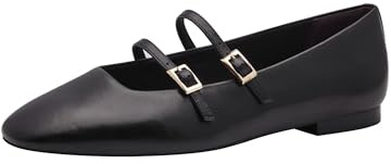 Tamaris Women's ballerina with strap leather flat black 8 UK
