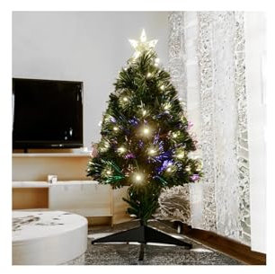 Albero di Natale in fibra ottica, bassa tensione, 90 cm, luce bianca fredda, ideale per decorazioni festive e ambienti natalizi.