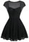 GORGLITTER Women's A Line Flowy Ruffle Mesh Dresses Sweetheart Neck Tie Front Cap Sleeve Mini Dress Black M